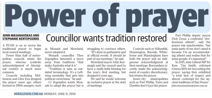 Power of prayer - Herald Sun June 11 2018